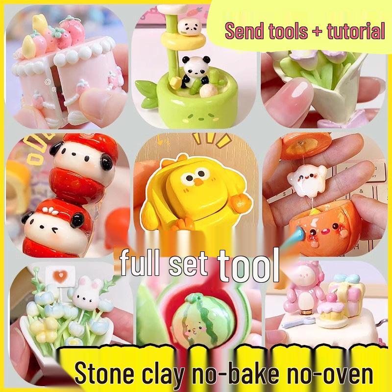 

Handmade Stone Clay Kit: No-Bake White Clay with Glossy Paint for DIY Girl Sculpture.