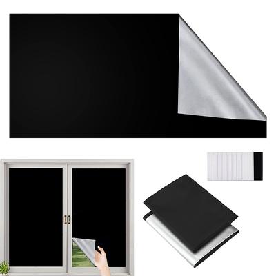 Blackout Curtain UV-Blocking Black Silver-Coated Sunshade Cloth Self-adhesive Window Shading Fabric Heat Insulation Sun Shade