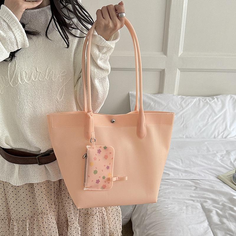 Jelly Color Pvc Clear Tote Bag Women Commute Shoulder Bag Large Capacity Waterproof Shopper Pouch Transparent Top Handle Handbag