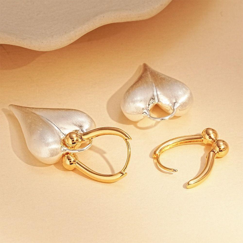 Textured Metal Filigree Earrings Geometry Hearts Earringdrop Exquisite Heart Hoop Earrings  Daily
