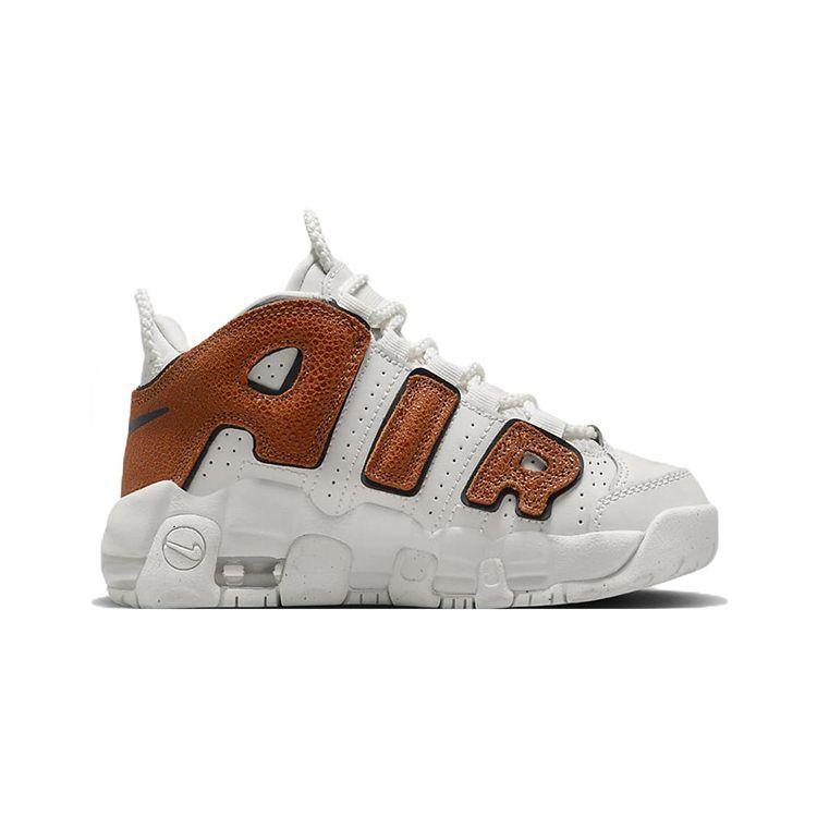 Nike Pantofi sport din piele pentru copii Air More Uptempo PS, model baschet, alb, negru, DZ5322-001