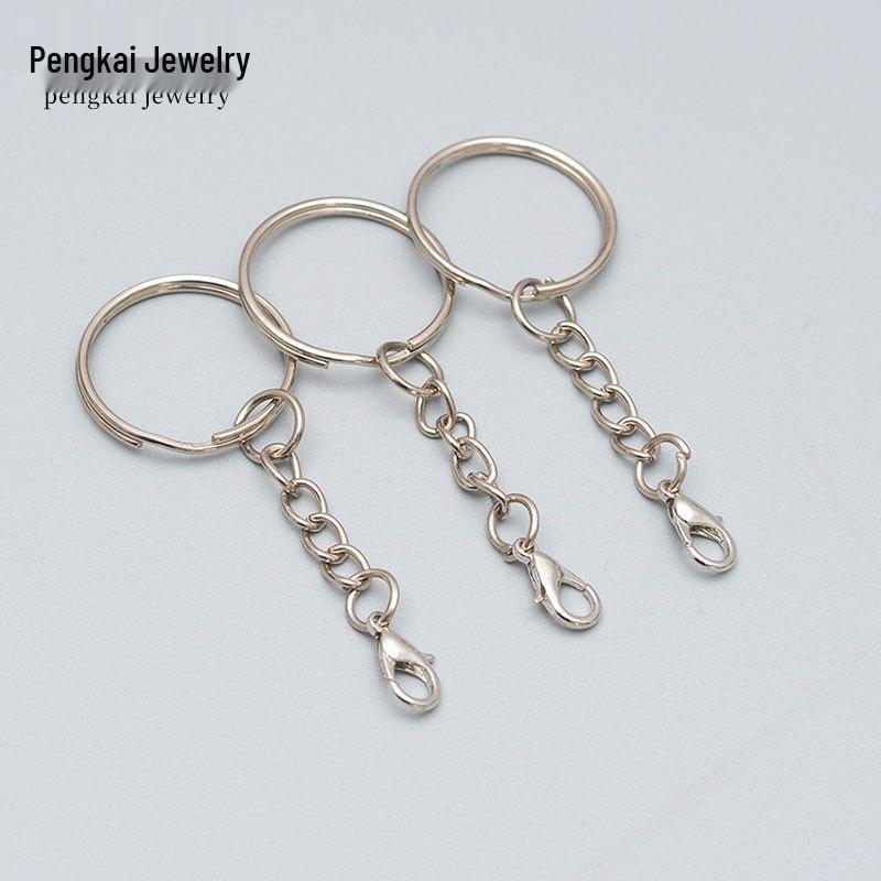 Metal Keychains with 30mm Ring, Lobster Clasp, and 25mm Loop Pendant
