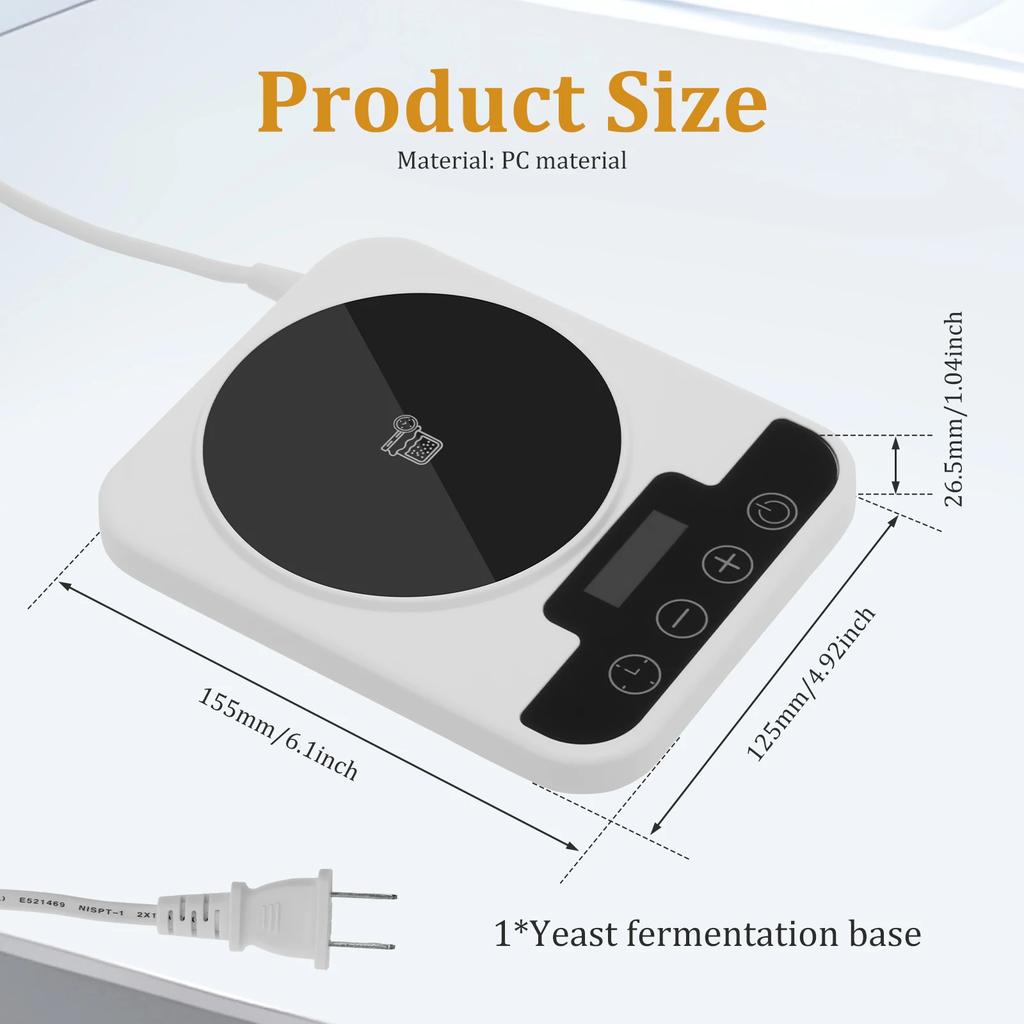 Riscaldatore per Lievito Madre Tappetino Riscaldatore Regolabile per Lievito Madre Controllo Termostato Tappetino Riscaldatore per Cottura in Cucina Timer 12 Ore Funzione di Memoria