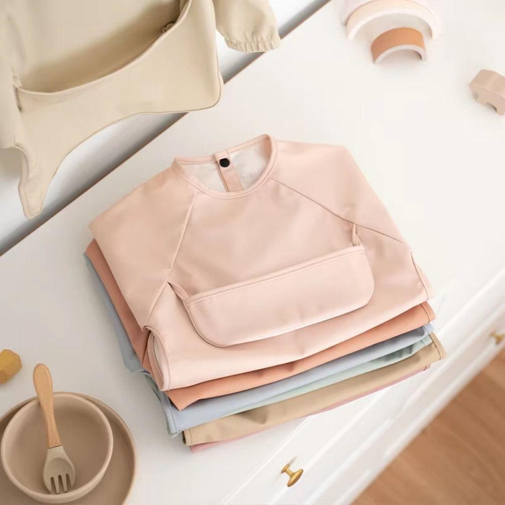 Waterproof Long Sleeve Bib Soft Material Washable Burp Cloth Children PU Bibs  Baby Accessories
