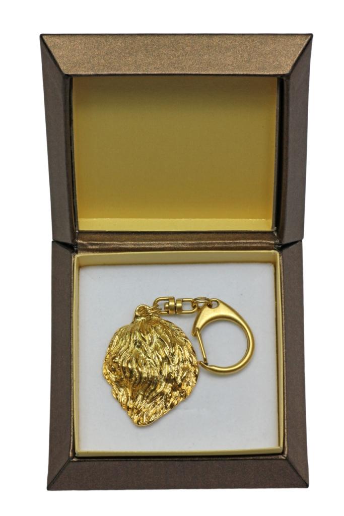 Polish Lowland Sheepdog, PON, Valee Sheepdog - Gilded Key Ring with Dog In Gift Box, Handbag Decoration, Luxury Accessory by Art-Dog Brand