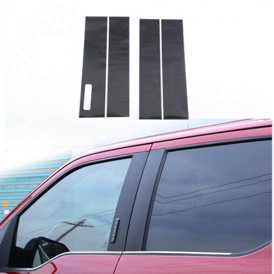 Window B Pillar Post Cover Trim Sticker Decal For Ford F150 2015+ Carbon Fiber