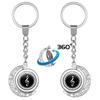 Heart-Shaped Rotating Piano Key Pendant Keychain with Gem and Musical Notes Ornament