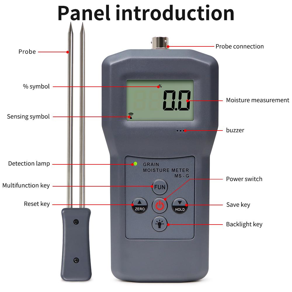 Backlight Display Grain Moisture Meter 3-80% Water Content Detector Portable Humidity Tester Wheat Corn Sorghum Grain Hygrometer