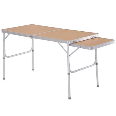 Folding Table Camping Table Garden Table with Extension Adjustable Height Aluminum MDF Bamboo Effect