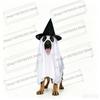 2026 Halloween Dog Ghost Costume Pet Cosplay Cape Witch Hat Robe Party Outfit Role-play Prop