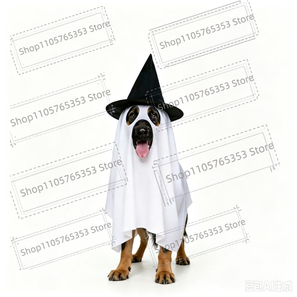 2026 Halloween Dog Ghost Costume Pet Cosplay Cape Witch Hat Robe Party Outfit Role-play Prop