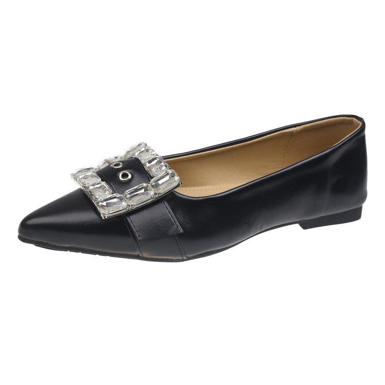 2025 European and American new fashion versatile square buckle rhinestone light mouth pointed head silver sandals bag head flat sole shoes women