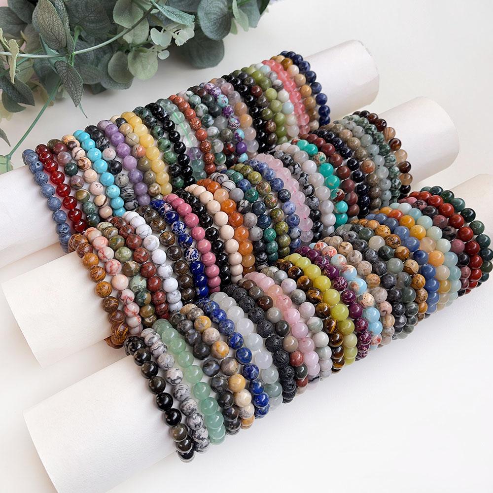 Natural Stone pink zebra Beaded Bracelet 6/8mm Dalmatian Jasper Rhodochrosite Agate Bracelet Gemstone Beads Bracelet