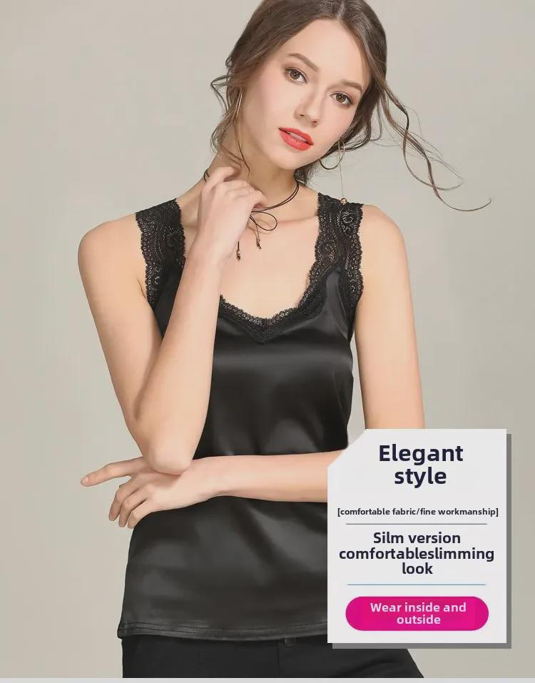 2018 European Summer Silkworm Satin Camisole: Versatile Slim-Fit Women's Top in Large Sizes