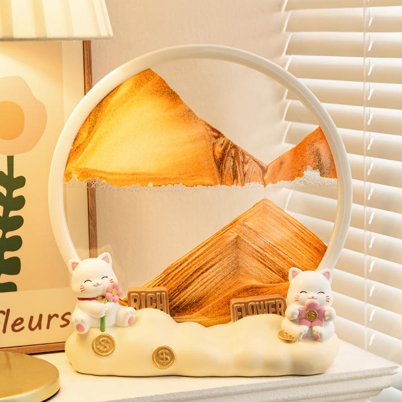 Uni-que Luxury Quicksand Painting Ornaments Anime Panda Living Nice Room Office Hourglass Decoration 3D 3piecedimensional Quicksand Painting