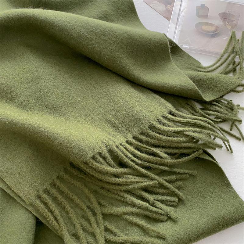 2025 Winter Wollschal für Damen Langer Warmer Kaschmirschal Hijab Einfaches Damen Schal Wickeltuch Weibliches Pashmina Bandana Kopftücher Neu