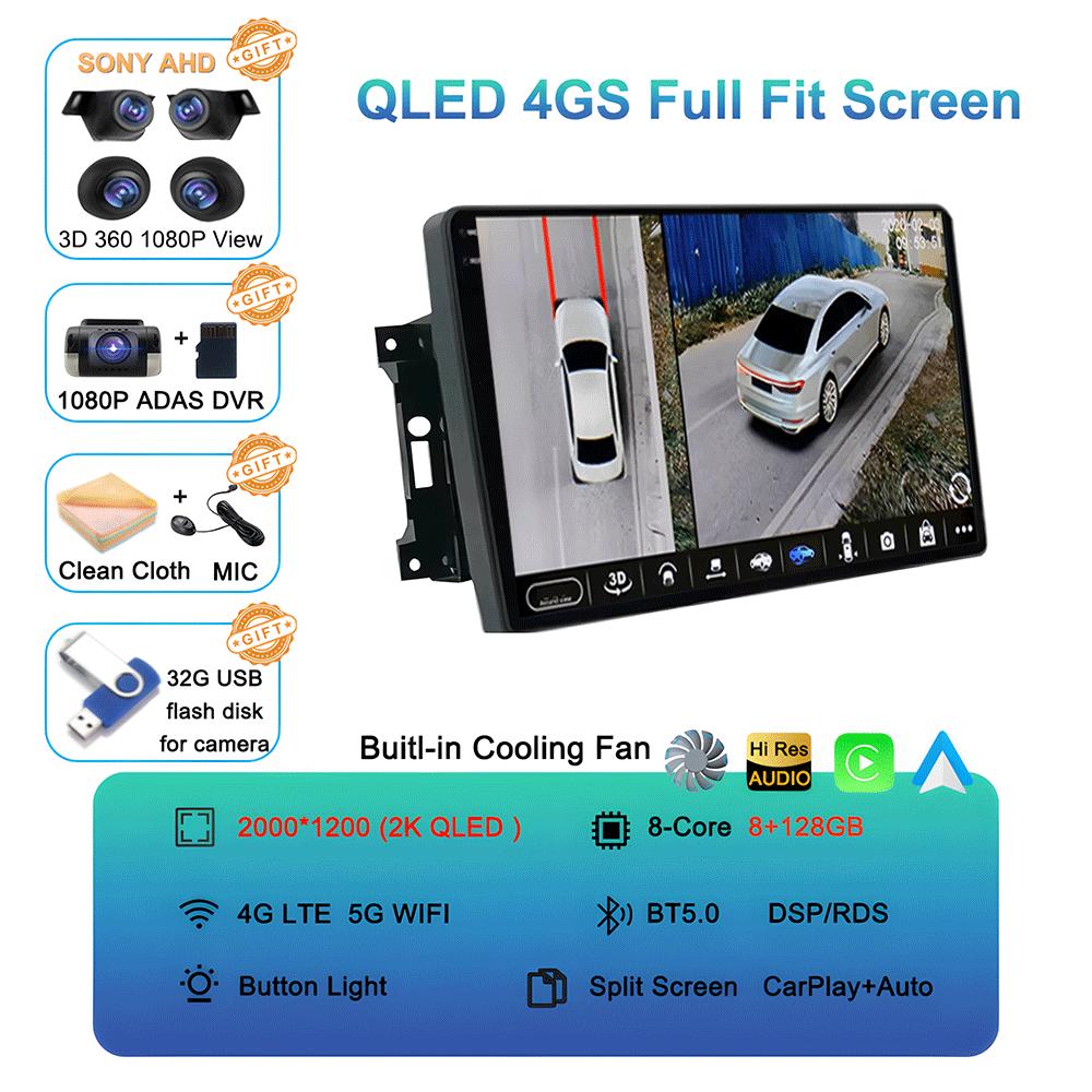 Android 14 Car Radio QLED GPS Navigation Multimedia Player For Jeep Compass/Commander/Grand Cherokee/Wrangler/Liberty AutoRadio