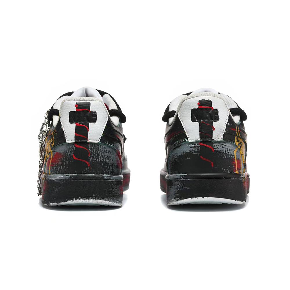 Nike Court Vision 1 Black Widow Elegy Coverage Chaussures de Skateboard Basse Unisexes Noir Rouge DH2987-101(Équipe1214-)