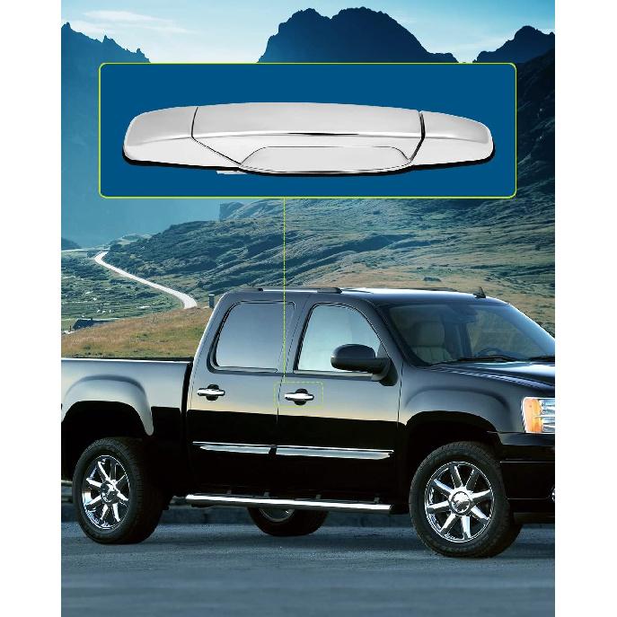 LUJUNTEC Klamka zewnętrzna drzwi - Pasażera z przodu po prawej stronie, Chromowana, Bezpośredni zamiennik dla 2007-2013 dla Cadillac dla Escalade, 2007-2013 dla GMC dla
