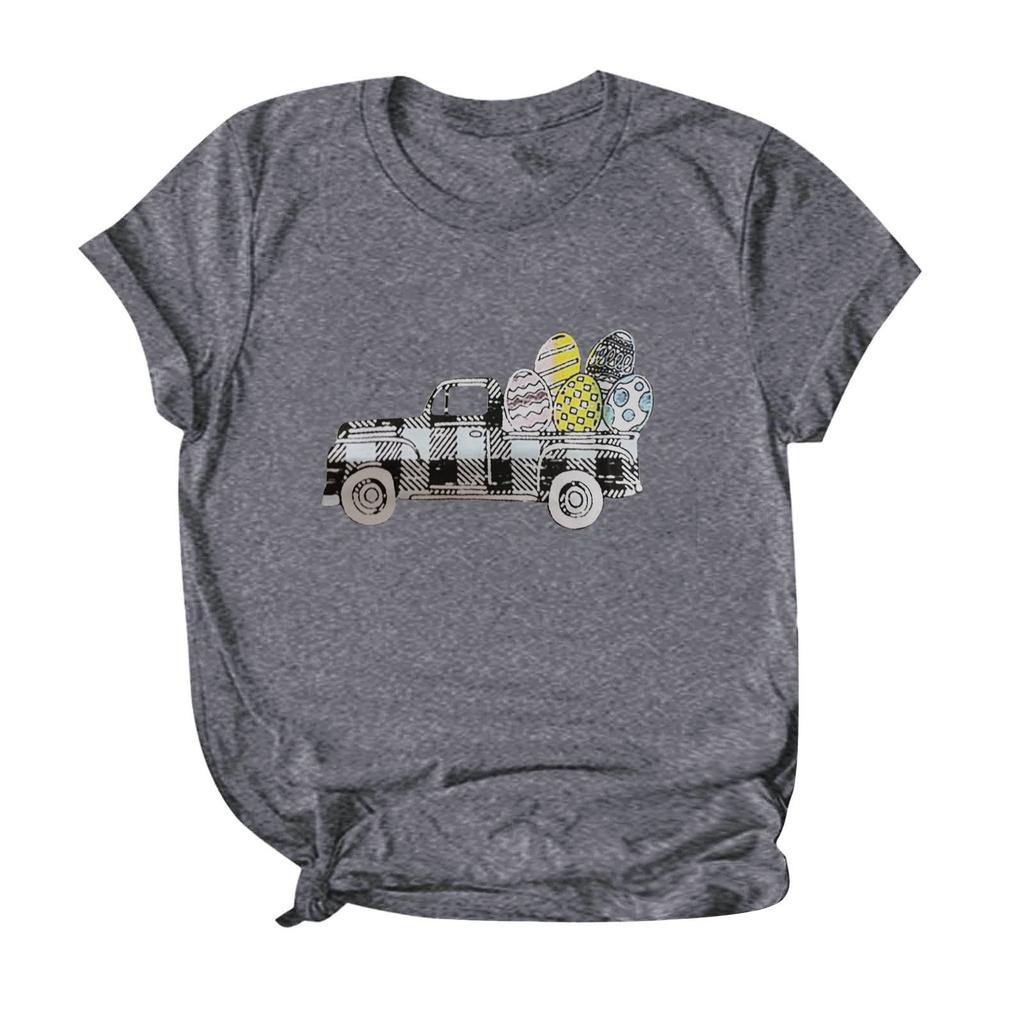 Outeck Easter Day T-Shirt Women Letter Print O Neck Short Sleeves Casual Tees 31E Outeck Easter Day T-Shirt Women Letter Print O Neck Short Sleeves Casual Tees 31E