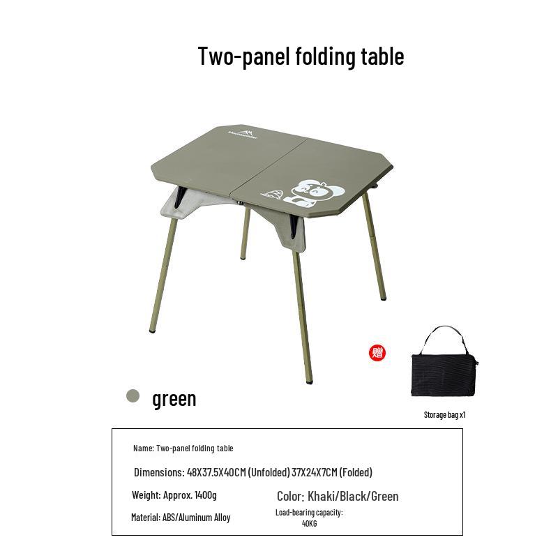 Mountain Guest Folding Table: Portable Two-Panel Outdoor Camping Dining Desk & Bedside Table