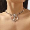 Women European Light Luxury Hollow Heart Rhinestone Necklace Simple Geometric Minimalist Hip Hop Choker For Women