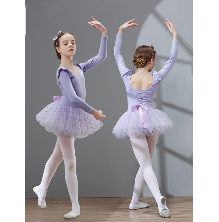 Girls Ballet Dance Tutu Dress Kids Short /Long Sleeves Tulle Bowknot Skate Gymnastics Christmas Birthday Party Leotard Dancewear