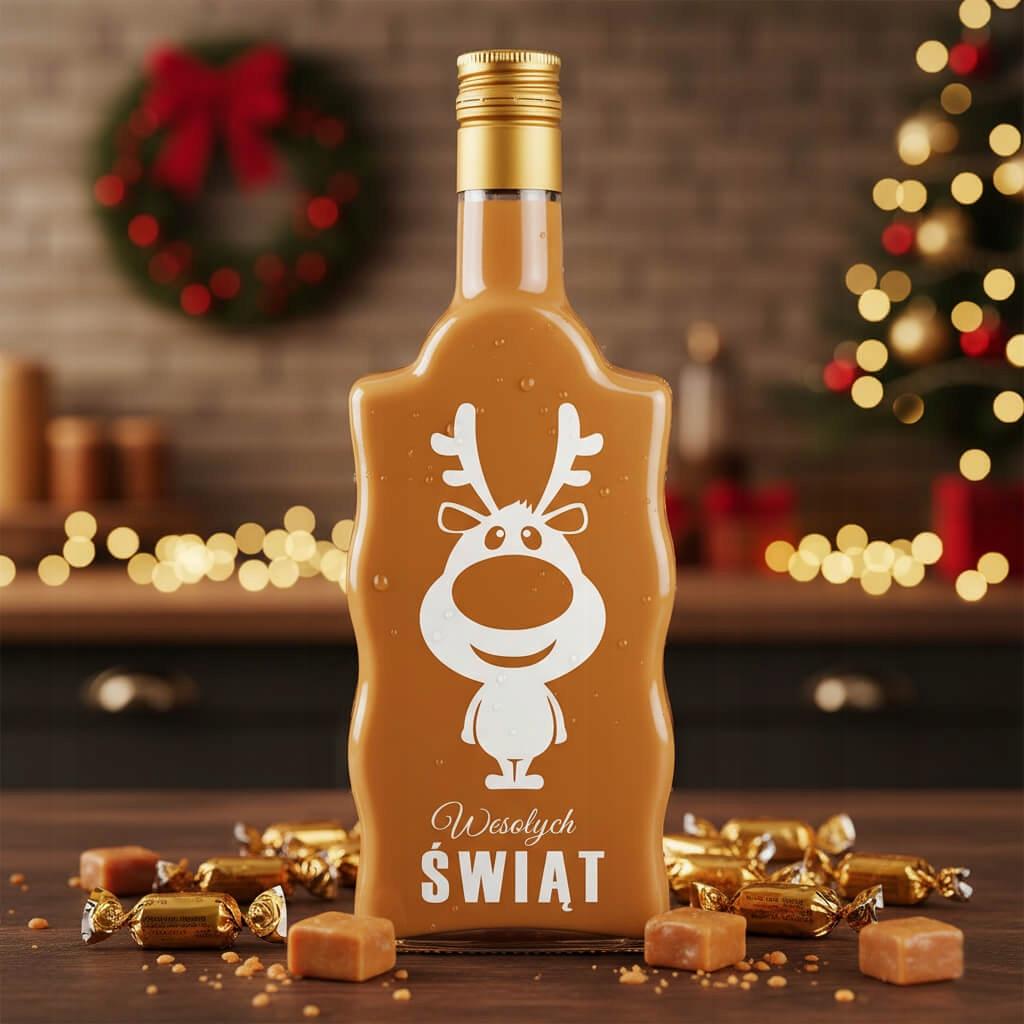 SET of 5x Christmas Glass Bottles FALA 500 Ml with Print FOR LIQUEURS
