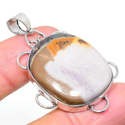 Pierre Gemme Fossile Fissure de Boue Naturelle Argent Sterling 925 Cadeau Pendentif 1.93" k0D70