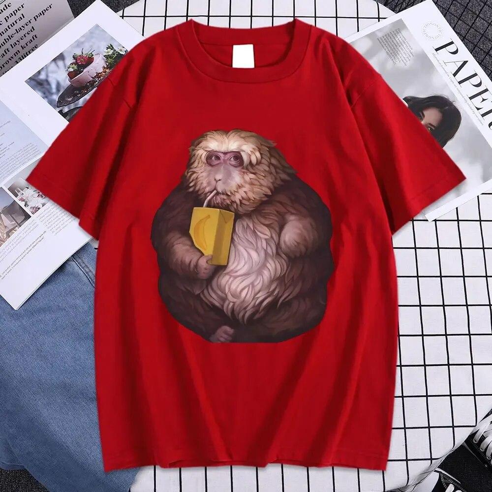 Funny Zoon XingXing Monkey T-skjorte med grafisk trykk Sommer-t-skjorter i bomull med korte ermer Unisex-klær med o-hals Kul T-skjorte Oversized