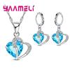 Bridal Jewelry Set Heart CZ Crystal 925 Silver Color Pendant Necklace Earrings for Women Wedding Anniversary Gifts