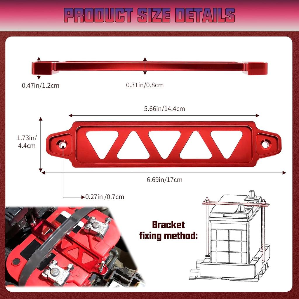 Aluminum Alloy Battery Tie Down Bracket, Hold Down Bracket Holder,Car Accessories.