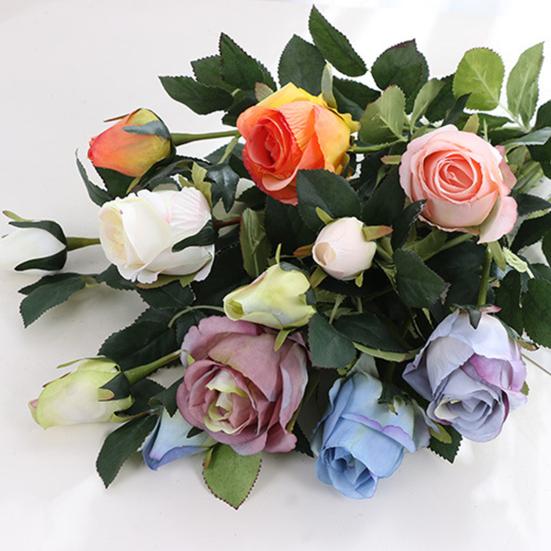 Artificial Rose Multi-use Bright-colored Faux Silk Flower Simulation Flower Display Decoration