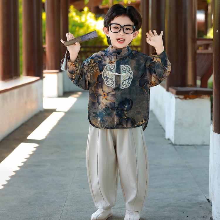 

Комплект ханьфу для мальчиков: Осень и Весна 2025 Китайский стиль костюм тан для детей - Костюм маленького молодого господина 150 cm