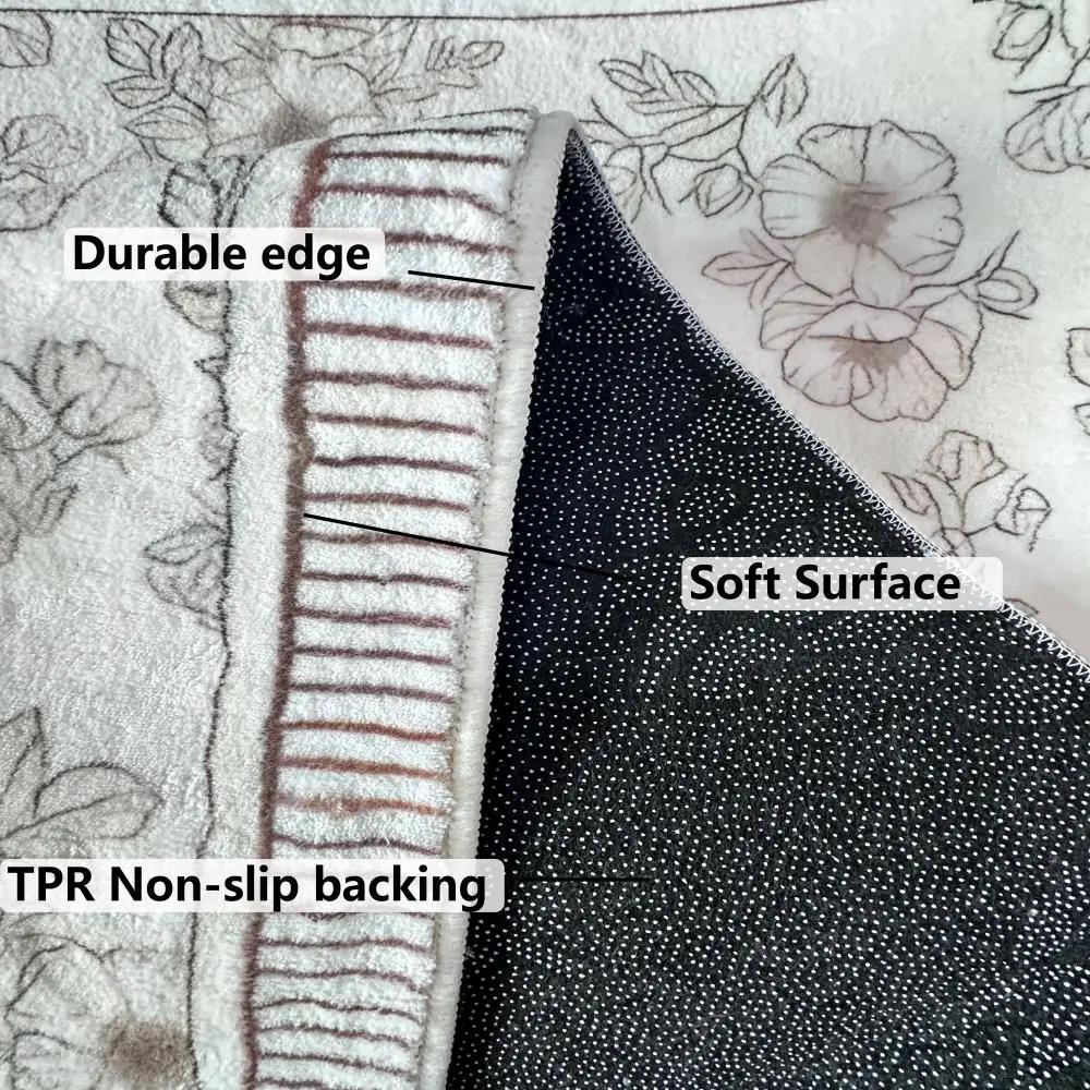 Classic Bohemian Floral Cashmere Imitation Superfine Sand Carpet Living Room Non-slip Absorbent Floor Mat Home Decoration