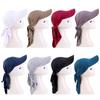 Women Ethnic Style Classic Solid Color Turban Hat Curved Brim Adjustable Baseball Cap Breathable Sunscreen Headscarf Hat