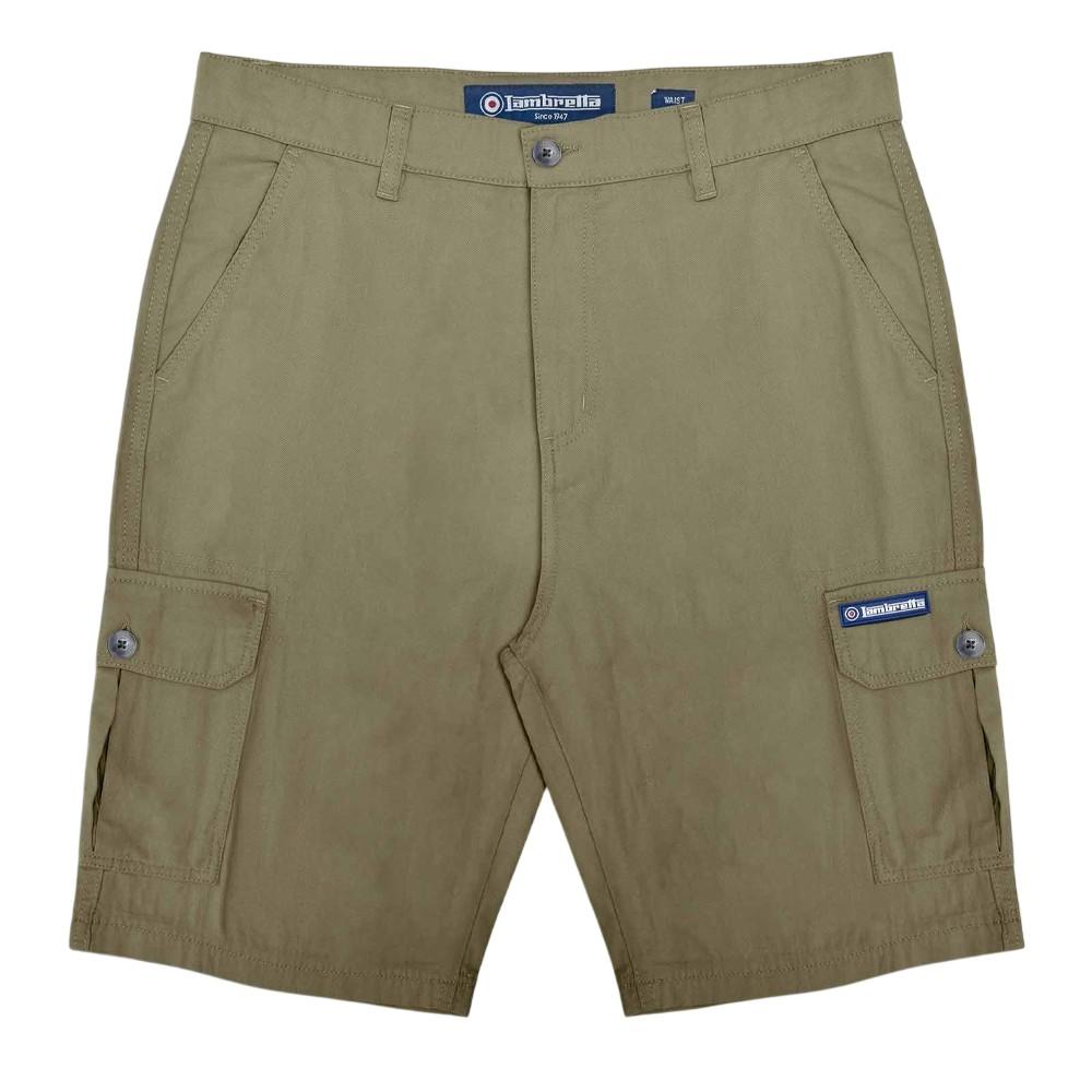 LAMBRETTA Mens Rubberised Logo Cargo Shorts