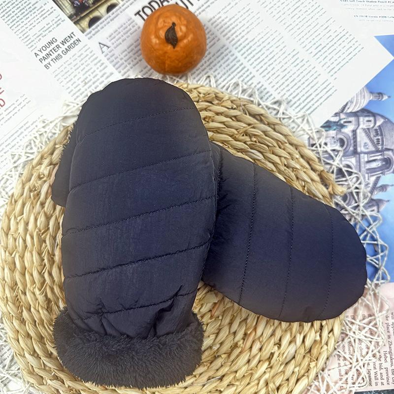 

Перчатки женские теплые уличные ветрозащитные флисовые утолщенные набивные перчатки для езды на электромобиле хлопковые перчатки чёрный