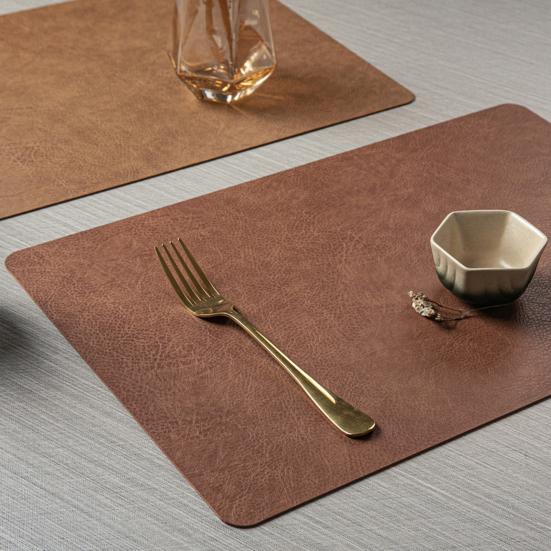 Double-Sided Placemat Waterproof Oil-Proof Heat Resistant Coaster for Dining Table Faux Leather Non-Slip Pad for Restaurant