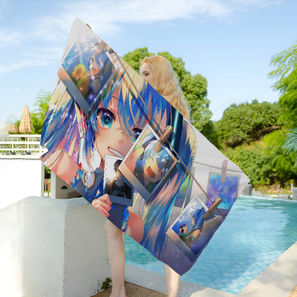 Virtual Singer M-Miku Cute Big Microfiber Beach Towels Quick Dry Towel Sand Beach Towels Pool Towel for Travel Swim Pool Yoga
