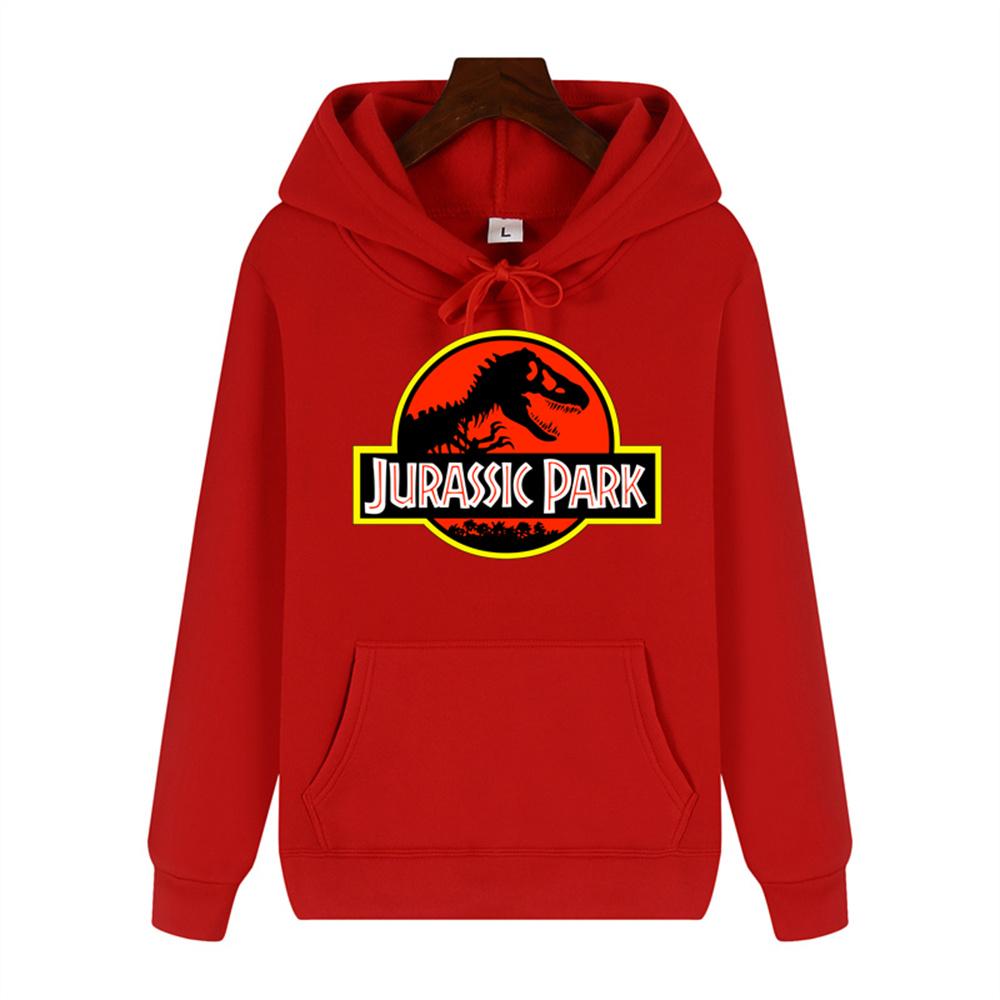 Pánská Vysoce kvalitní Vzor Jurského parku Potisk Podzim Zima Hrubá Teplá Venkovní Mikina s Kapucí Harajuku
