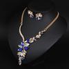 Simple Rhinestone Gemstone Necklace Earrings Set Banquet Dress Women'S Fashion Accessories
