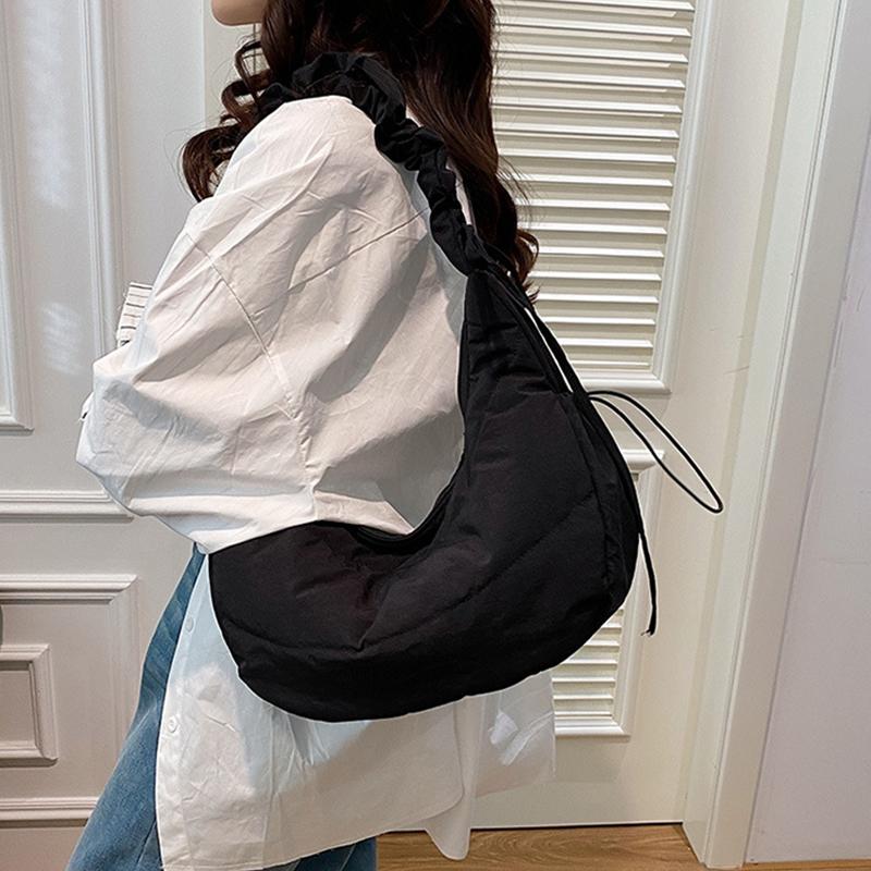 Solid Color Large Capacity Tote Bag Trendy Shoulder Bag Women Casual Canvas School Crossbody Bags For Student CLE