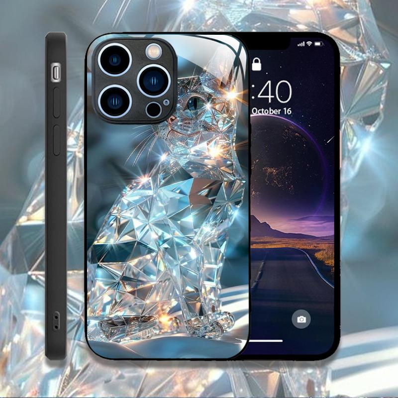 Cute Animal Cat Painting Phone Case for IPhone 16 Pro Max 15 14 13 12 Mini 11 XS XR 7 8 14 Plus Hard Covers Tempered Glass Cases