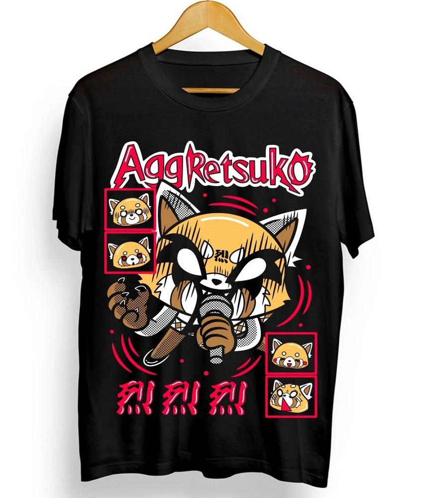 Anime Aggretsuko Aggressive Retsuko Black T Shirt Size S 4XL S