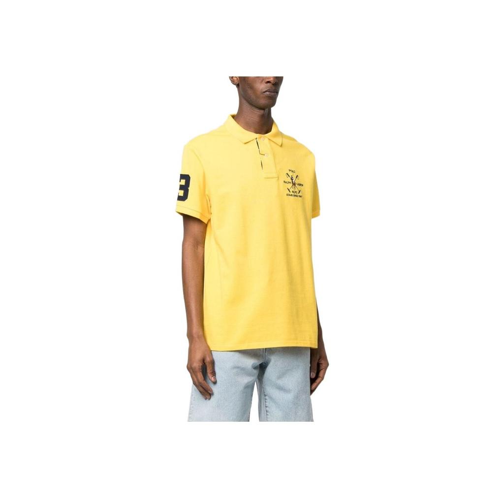 Polo Ralph Lauren SS23 Logo Embroidered Straight Fit Short Sleeve Polo Shirt Men tops Yellow 710900615-004