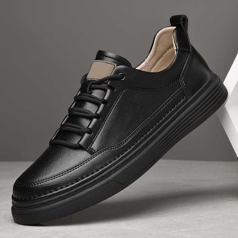 Men's shoes 2025 summer new youth leather waterproof little white board shoes British style Korean version platform casual shoes tide
