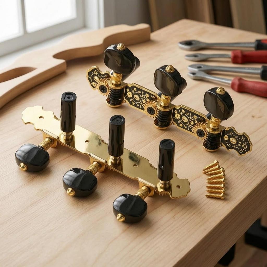 6 Pieces Guitar Tuning Machines Golden Machine Heads Smooth for Luthier