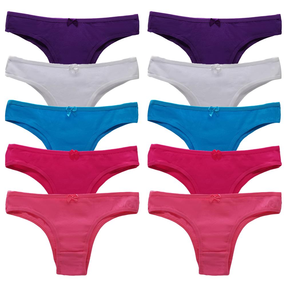 Panties for Woman Cotton Sexy Underwear Ladies Bikini Girls Briefs Soft Knickers Low Waist Intimates Lingerie  10Pcs/set