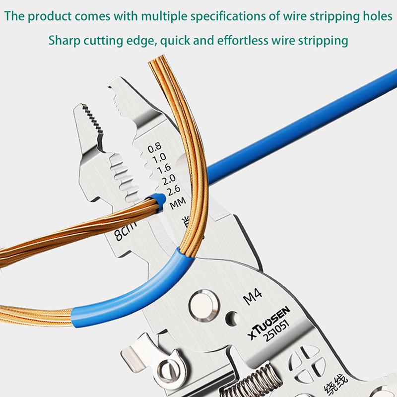 Multi Functional Foldable Wire Stripping Pliers Cable Cutter Stripper Pliers Electrician Hand Tool For Wires Cutting Crimping